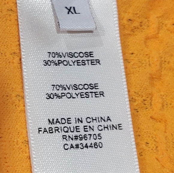 Rebecca Taylor XL Viscose Blend Mustard Yellow Short Sleeve Ribbed Blouse Office - Picture 6 of 7